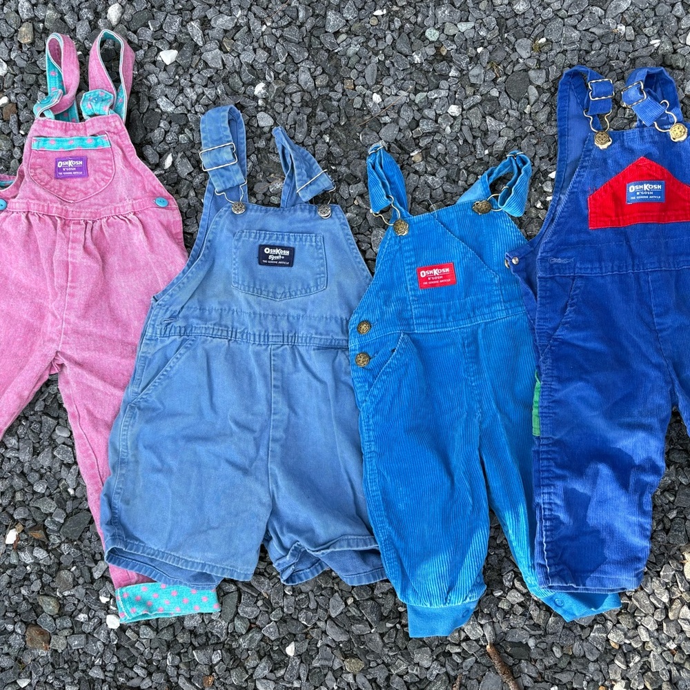 OshKosh B'gosh Pink and Blue Overalls lot of 4 sizes 2T 3T and 4T